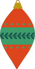 Retro style Christmas ornament ball with leaf pattern.
Retro Christmas tree ornament.
cartoon flat vector illustration isolated.
Transparent background.