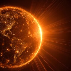 Global network radiating from a sunlit Earth