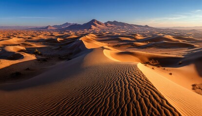 Vast desert landscape at sunrise