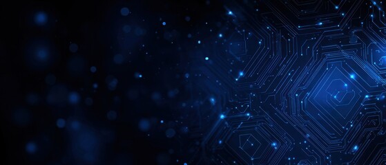 Abstract digital circuit board with glowing particles