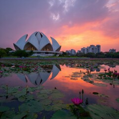 Sunrise over Lotus Temple