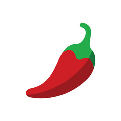 Chili pepper icon in vibrant red color for vegan, diet, and natural food illustrations.