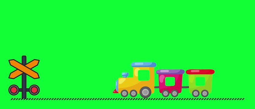 Train toys animation isolated in green screen