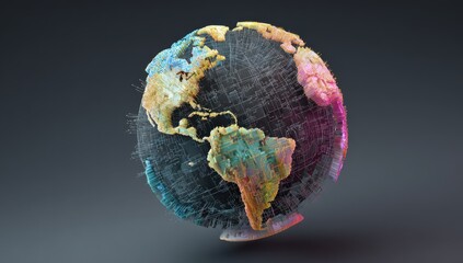3D globe, colorful, detailed