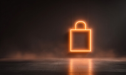 Orange Black Friday Sale Neon Sign on an elegant Dark Background. Copy space for text. Banner.