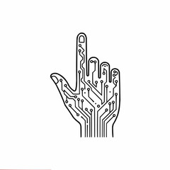 Obraz premium Digital hand icon with circuitry symbolizing technology and connection