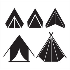 tent vector icon set 
