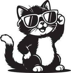 Cool Black and White Cat with Sunglasses
