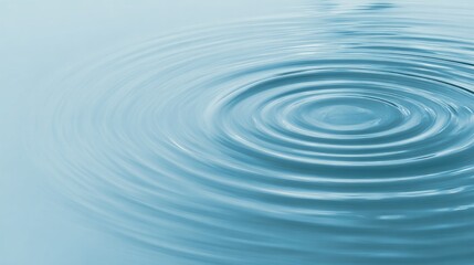 Blue Water Ripple Effect with Expanding Waves on Liquid Surface in Tranquil Abstract Background
