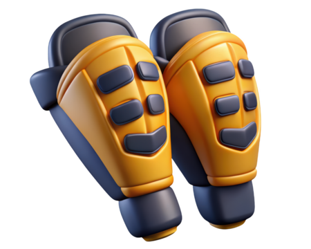 Cartoonish soccer shin guards yellow protection sport equipment player safety essential gear design element 3d illustration isolated on transparent background