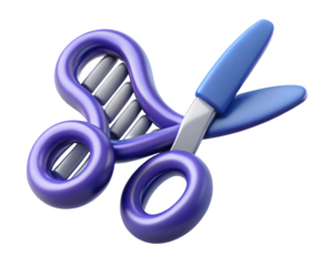 Dna molecule scissors crispr gene editing genetic engineering biotechnology concept scientific research discovery 3d illustration isolated on transparent background