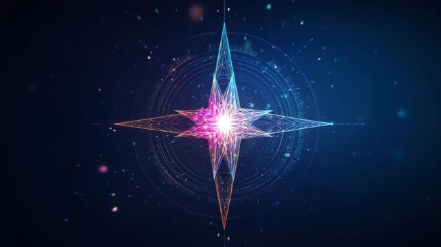 This captivating creation showcases a star compass with bright lights and a cosmic atmosphere. The design radiates energy, drawing viewers into its mesmerizing patterns and colors