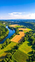 Obraz premium Aerial view of river valley