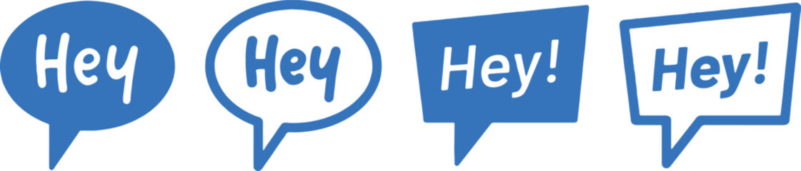 hey, hello, greeting, speech bubble, message, communication, conversation, icon, symbol, graphic, design, vector, blue, white, text, dialogue, talk, chat, chat box, chat window, social media, web, inf © AniaNoor