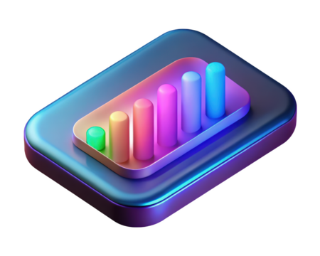 Isometric growth chart illustration ascending business success showing positive trends and analytics 3d illustration isolated on transparent background