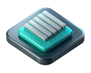 Minimalist 3d icon design featuring bars on a rounded platform modern appearance 3d illustration isolated on transparent background