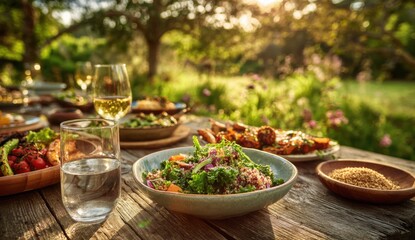 Outdoor garden lunch