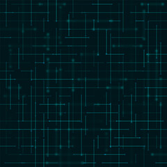 The vector illustration creates the feeling of a global network connecting information nodes and symbolizes technological interaction, data exchange of an algorithmic matrix.