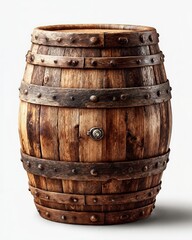 Fototapeta premium A wooden barrel with a metal latch on it