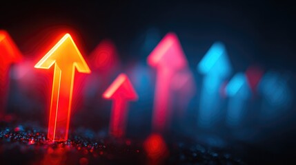 Red and blue neon arrows with futuristic glowing effect