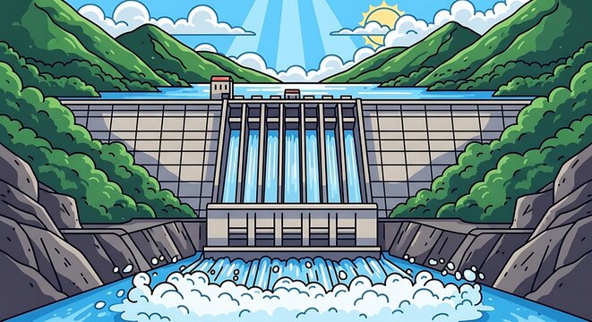 Hydroelectric Dam Landscape.