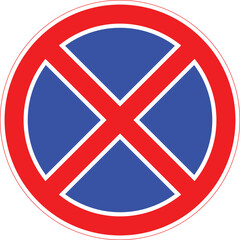 Fototapeta premium No stopping or standing sign with blue circle and red X symbol.