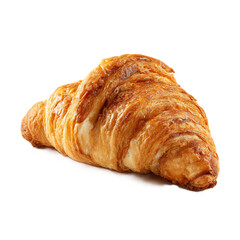Freshly baked croissant isolated white perfect for bakery branding breakfast visuals pastry advertising culinary projects and French inspired lifestyle concepts