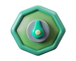 Stylized avocado icon with hexagon border soft green tones 3d illustration isolated on transparent background