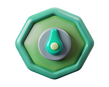 Stylized avocado icon with hexagon border soft green tones 3d illustration isolated on transparent background