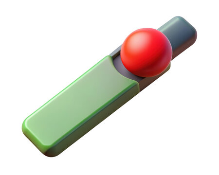 Stylized slider switch design with red ball green and grey colors 3d illustration isolated on transparent background