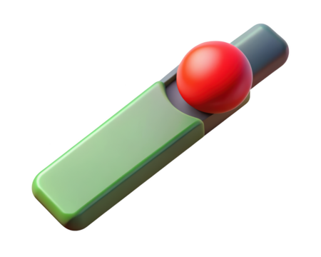 Stylized slider switch design with red ball green and grey colors 3d illustration isolated on transparent background