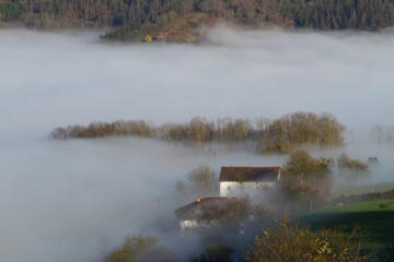 Fog in Orendain, Tolosaldea, Gipuzkoa, Spain