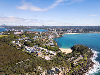 Sydney, Australia: Aerial view of the Shelly beach in the Manly beach seaside district of Sydney in the NSW in Australia