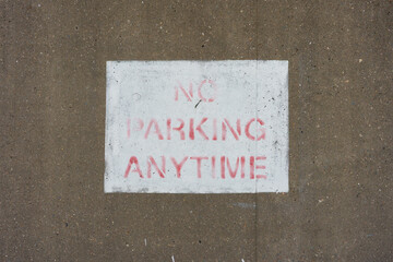 painted no parking sign
