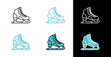 Ice skate shoe icon for winter sports and recreation in line and fill style