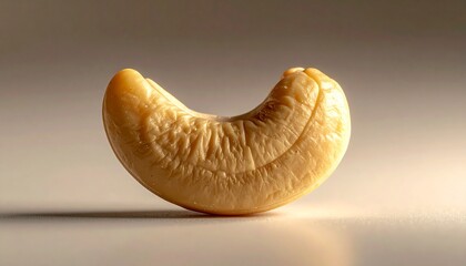 Single Roasted Cashew Nut Macro Photography Studio Shot.