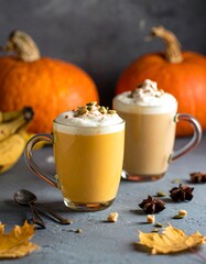 Autumnal pumpkin spice lattes