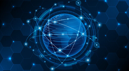 Global connection network background. World map. High-speed internet technology concept or fast wireless data transmission. modern internet network connection technology background	