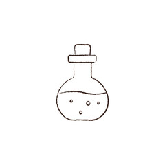 line vector illustration of a potion bottle. hand drawn magic potion. halloween potion.