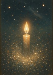 Ethereal candlelight amidst stars.