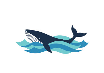 Humpback Whale Swimming in Ocean Waves.