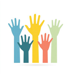 Diverse Hands Raised Together: A Symbol of Unity, Participation, and Collective Voice