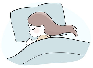 横向き寝している女性