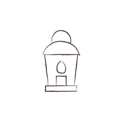 line vector illustration of a halloween lantern. hand drawn spooky jack-o-lantern. halloween light.