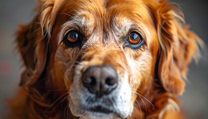 Close-up portrait of an older golden retriever