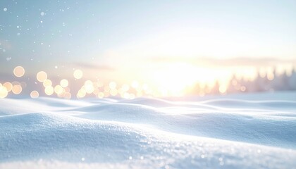 Soft Snowy Surface with Minimalist Bokeh Lights in Winter Scene