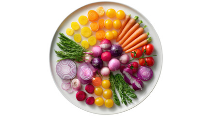 A vibrant assortment of fresh vegetables arranged beautifully on a plate.