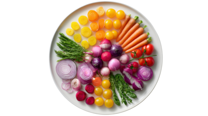 A vibrant assortment of fresh vegetables arranged beautifully on a plate.