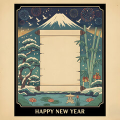 New Year greeting card with nature scene and blank space for message  
