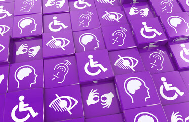 Disabled, Disability Signs, Icons are Visual Presentation. 